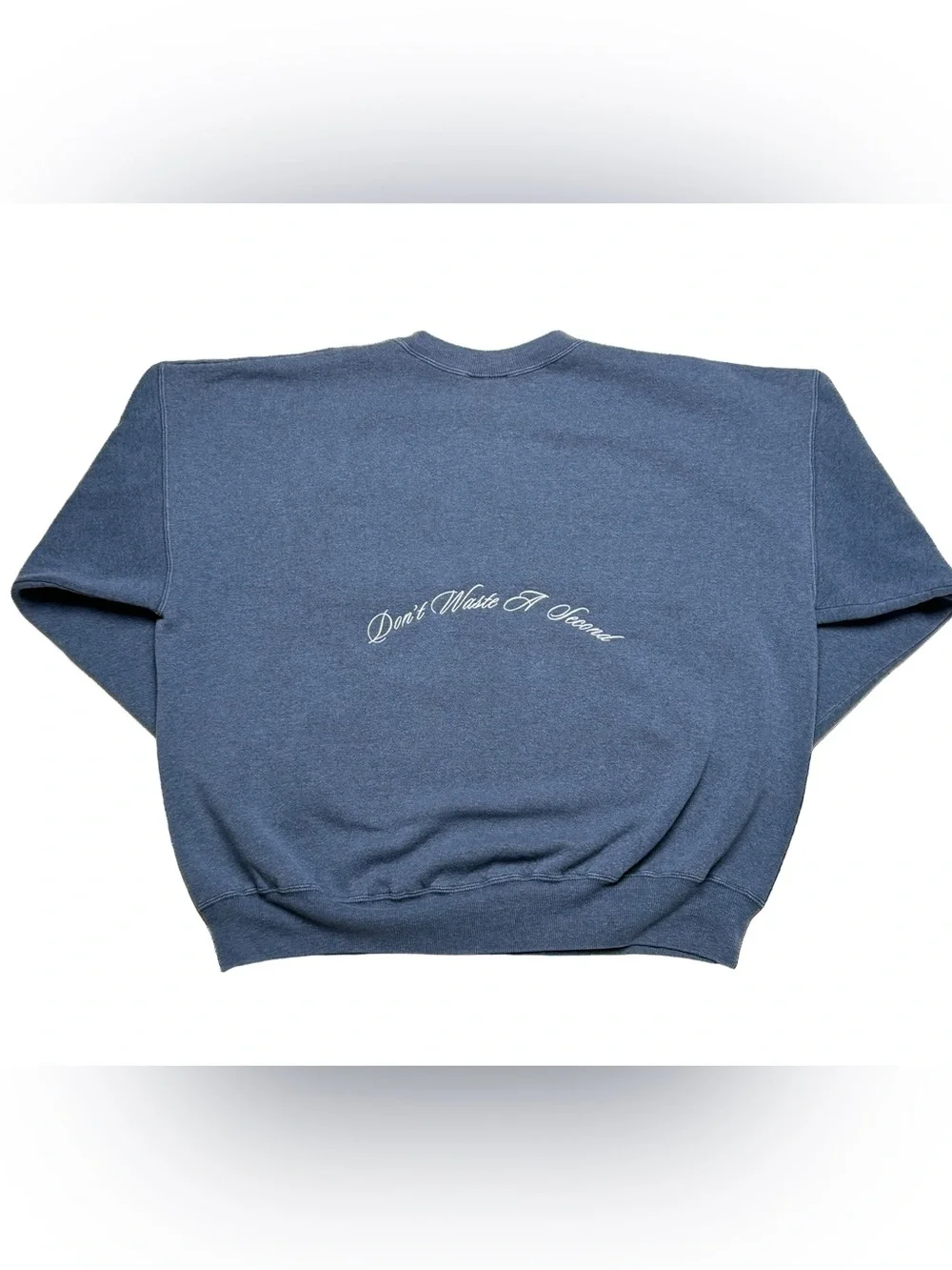 Vintage 90s Crewneck Steel Blue Hanes Sunfaded Boxy Fit Surrealism Graphic